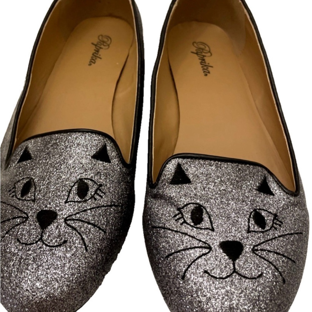 Paprika Silver Cat Face Flats
